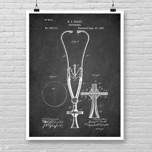 Stethoscope PATENT poster, Medical instrument art print, Stethoscope patent print, Vintage print of Medical instruments, Medicine patent