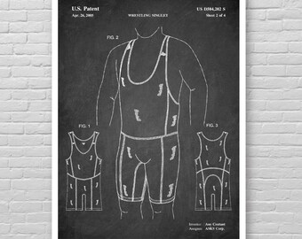Patentprint worstelpak, poster worstelpak technische tekening, poster worstelpak patent, poster worstelen, wanddecoratie worstelen, sportposter