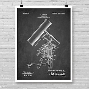 TELESCOPE patent poster, Astronomy Patent print, Vintage Telescope 1906 patent, Space patent, Astronomy room decor, Space wall decor [441]