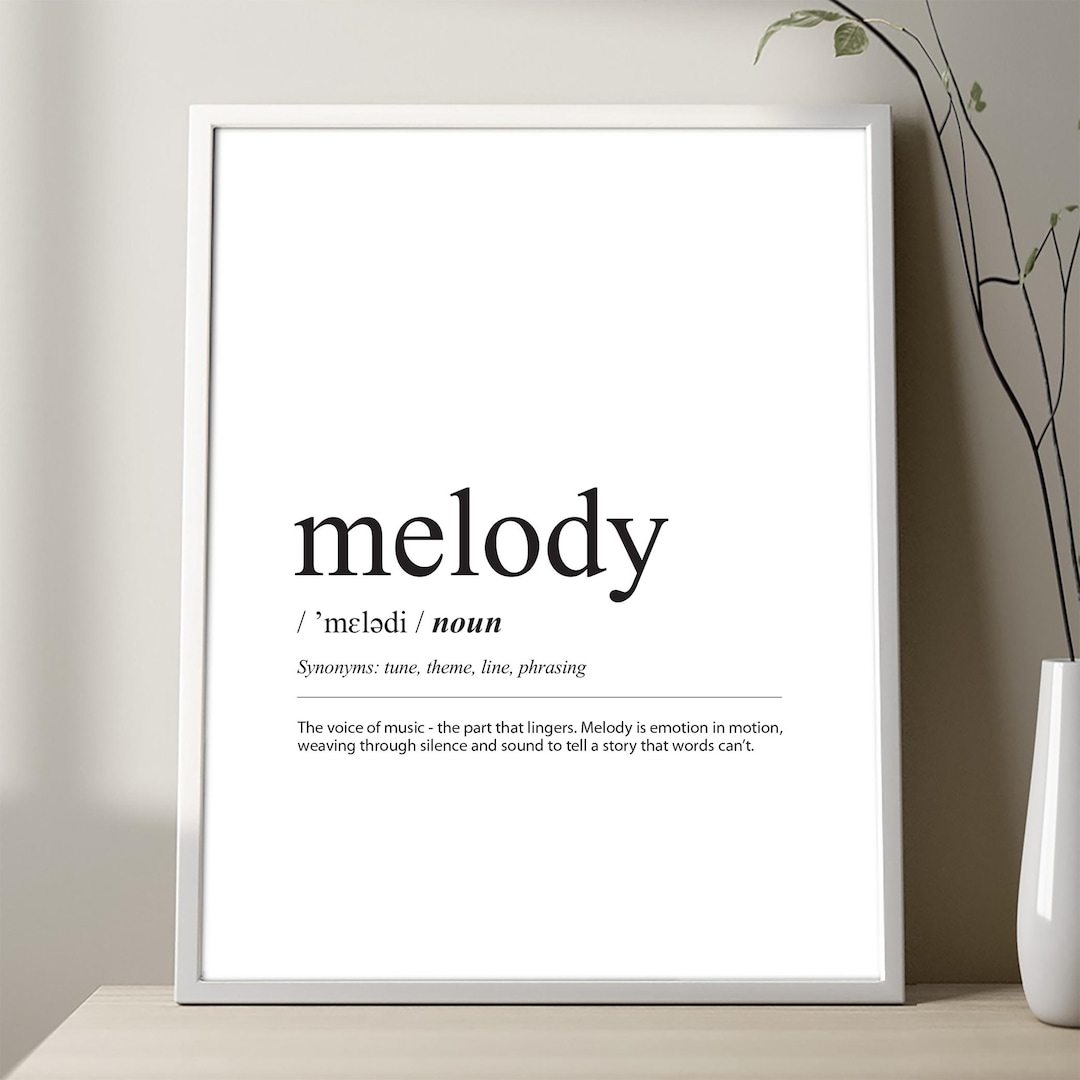 Melody Definition Print – Music Typography Poster, Minimalist Wall