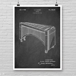 MARIMBA patent poster, Vintage Marimba patent print, Percussion Musical Instrument poster, Music wall art decor, Musician cool gift [575]