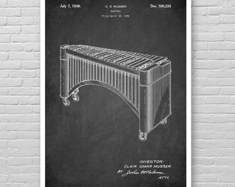MARIMBA patent poster, Vintage Marimba patent print, Percussion Musical Instrument poster, Music wall art decor, Musician cool gift [575]
