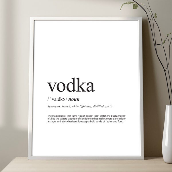 VODKA definition print, Vodka definition poster, Alcohol distilled spirits definition print, Minimalist Vodka definition poster, Bar decor