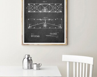 Affiche Brevet Avion Wright Bros – Poster Aéronautique Vintage – Toile Ou Encadrée