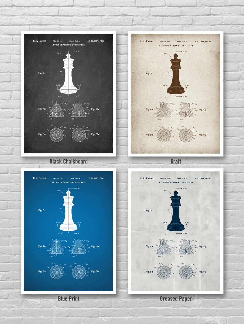 CHESS Board Game Patents 8 Poster Set, Vintage CHESS Board Game Patent ...