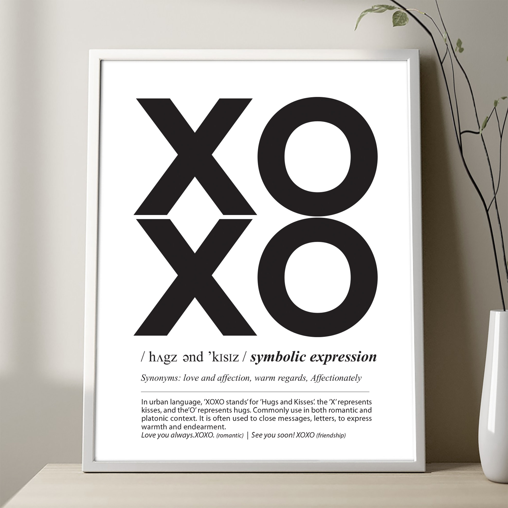 xoxo...ページ XOXO Definition Poster, Hugs and Kisses Definition Print