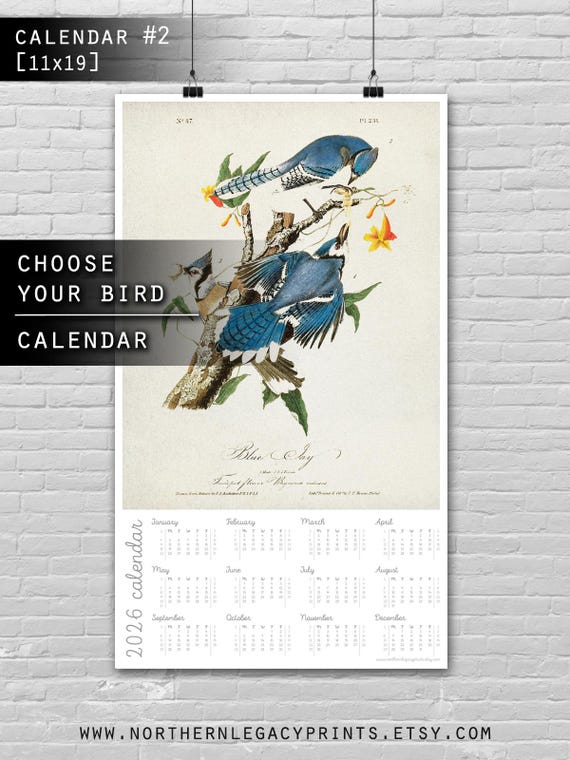 2026 Vintage Bird Calendar – One-page Watercolor Bird Prints ...