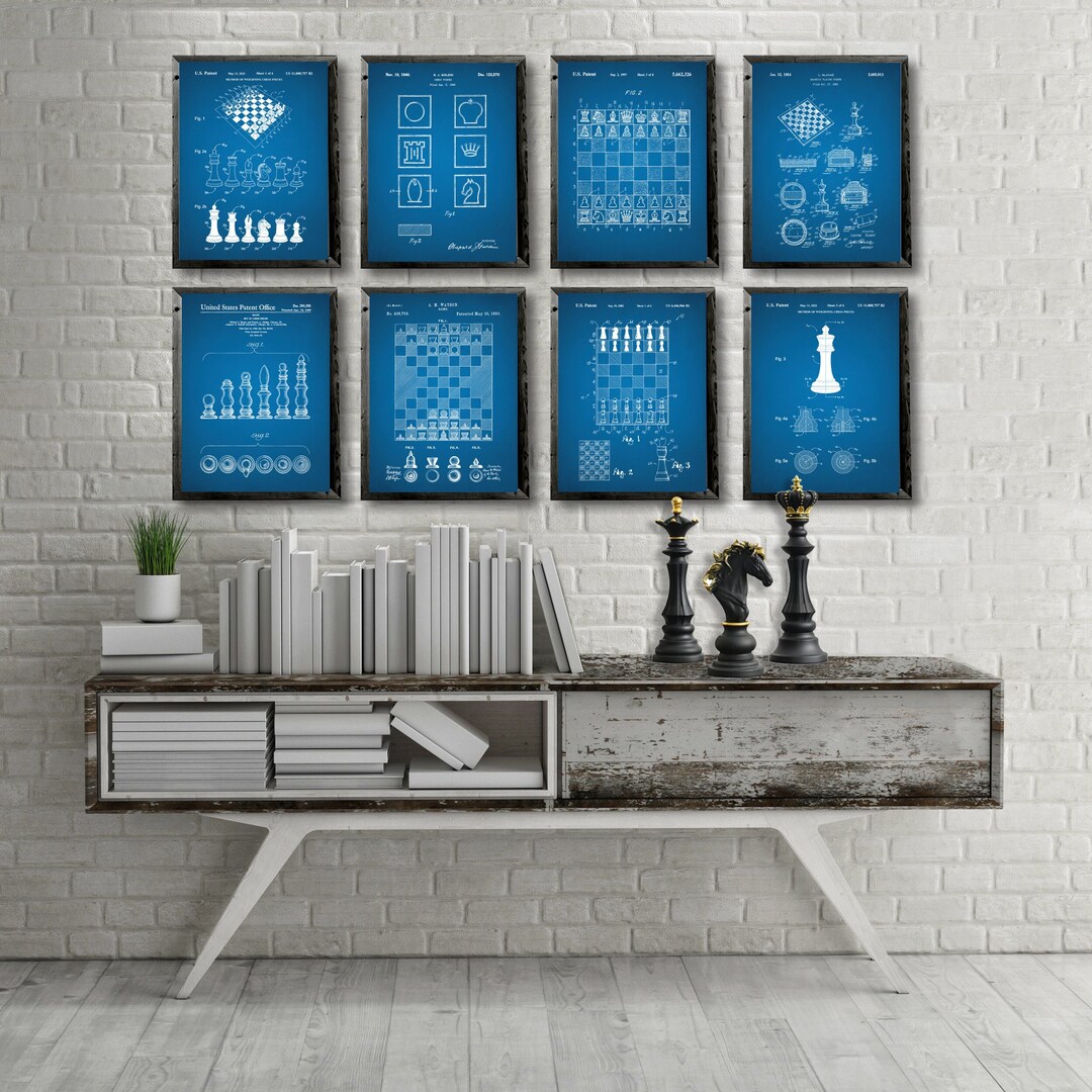 CHESS Board Game Patents 8 Poster Set, Vintage CHESS Board Game Patent ...