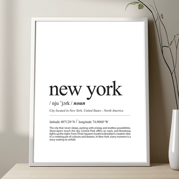 New York Definition Print Etsy