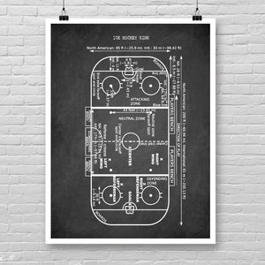 Ice HOCKEY Rink poster, Hockey RINK drawing art print, Ice Hockey rink patent poster, Vintage Hockey wall decor, Cool gift Hockey player