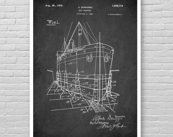 Affiche de brevet d'échafaudage de navire, impression de brevet de navire, impression d'art de brevet de bateau, brevet d'échafaudage de navire 1924, affiches de marine, décoration murale nautique [262]