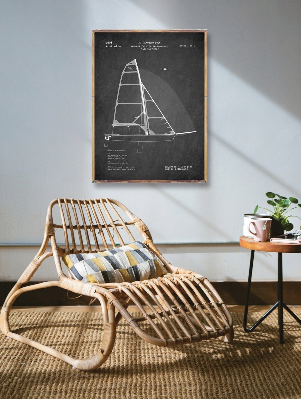 29er series SAILBOAT patent poster, racing SAILBOAT blueprint poster, Olympic series SailBoat patent Art print, race Boat wall decor [640]
