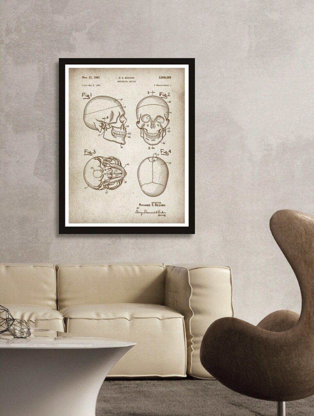 SKULL Detail Chart Poster, Skull Skeleton System Poster, ANATOMY Patent ...