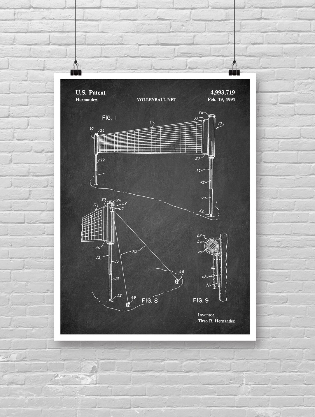 Volleyball Net Patent Poster | Vintage Sports Wall Art | Volleyball ...