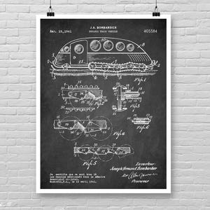 SCHNEEMOBILE Patentdruck, Bombardier Kettenstufenfahrzeug Patent, Schneemobil Patentdruck, Bombardier Patent Poster, Wintersport, Cabin Dekor