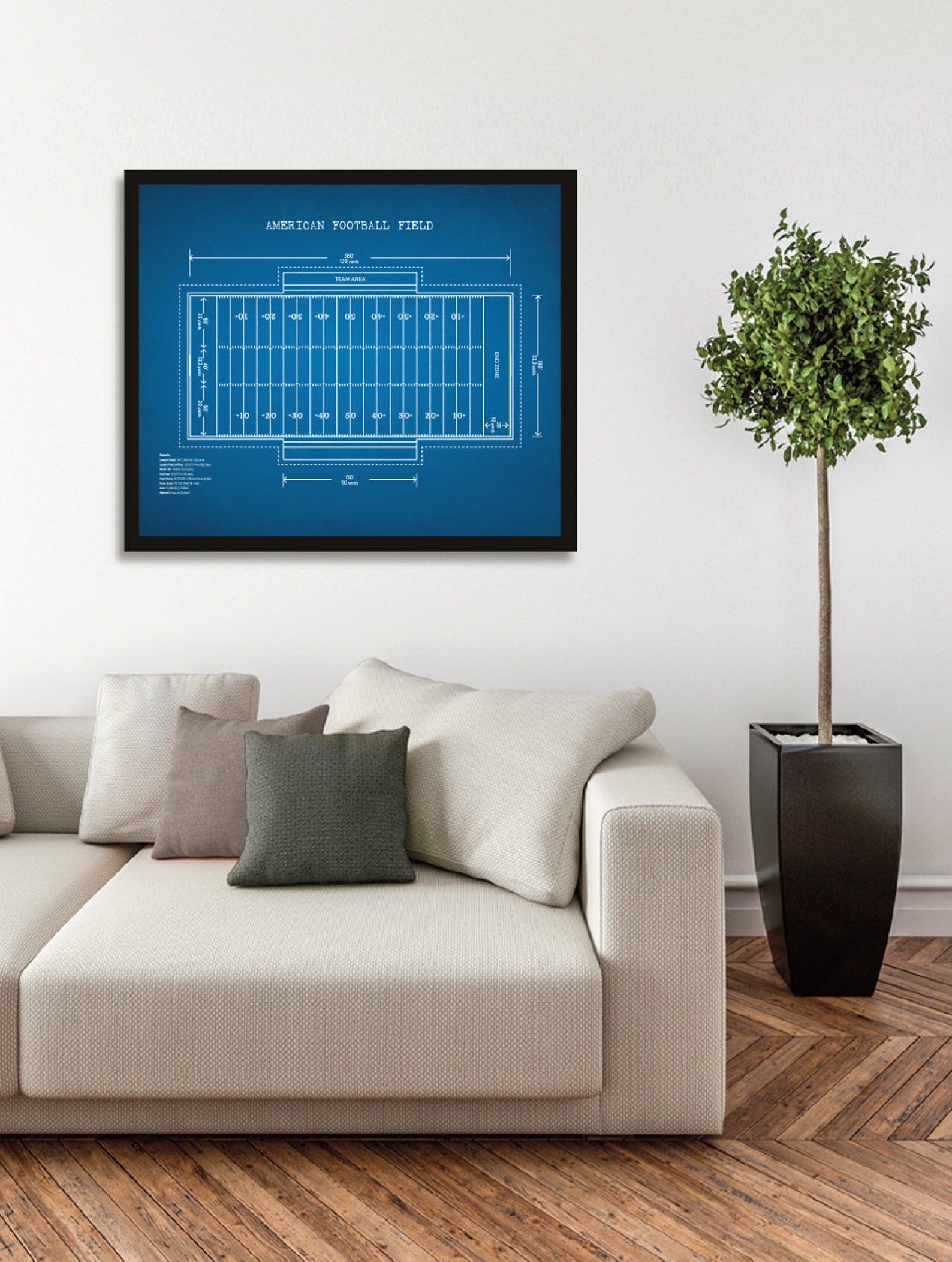 FOOTBALL Field Print, American Football Field Poster, Foot Ball Poster ...