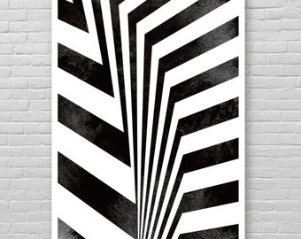 OPTICAL ILLUSION Abstract art print, Hypnotizing art print, Psychedelic poster, Black and white contemporary Poster, Optical illusion [3-4]