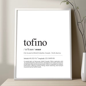 Tofino City-definitieafdruk, Tofino-definitieposter, minimalistische Tofino-definitieafdruk, Tofino-definitieafdruk, reisdecor BC Canada