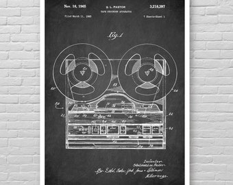 TAPE RECORDER patent print, Reel to Reel patent poster, Retro Music wall decor, Vintage Audio MUSIC patent poster, audio music wall decor