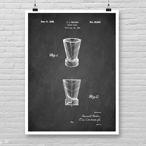 Vintage WHISKY Glass patent poster, Alcohol Glass patent print, Shooter Glass print, cool gift Whisky drinker theme decor, Bar decor [305]