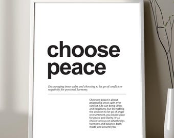 CHOOSE PEACE Definition Print, Expression Choose Peace Definition