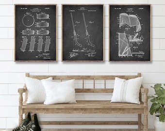ICE HOCKEY patent 3 print set, Hockey puck patent, Hockey stick print, Hockey goal, Hockey wall decor, Hockey player cool gift [140-146-147]