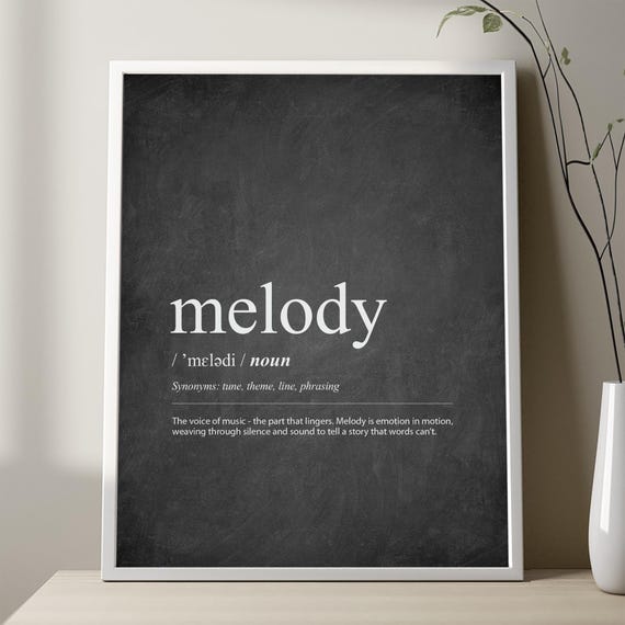 Melody Definition Print – Music Typography Poster, Minimalist Wall