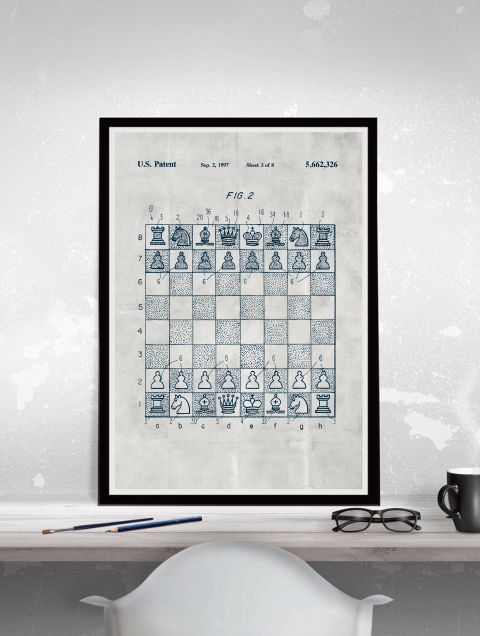 CHESS Board Game Patents 3 Poster Set, Vintage CHESS Board Game Patent ...