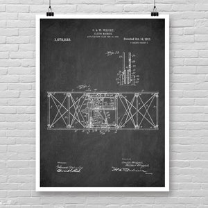 WRIGHT Brothers Flying machine patent print, Vintage PLANE patent poster, Wright Brothers patent flying machine 1913, Transport art [335]