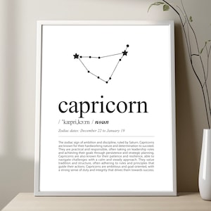 CAPRICORN definition print, Capricorn constellation definition poster, Capricorn sign print, Capricorn Stars definition, Zodiac Sign print