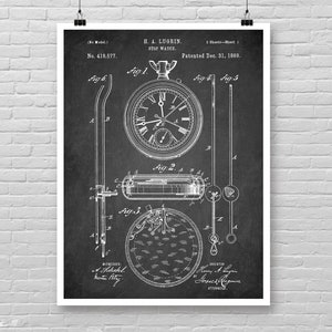 POCKET WATCH patent print, Vintage Pocket watch patent poster, 1889 Stop watch print, Antique Pocket watch poster, Jewelry wall decor [613]
