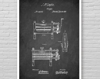 May include: Black and white patent drawing of a wringer, labeled "J. Mc Laughlin, Wringer. No. 101,518. Patented Sep. 20, 1870."