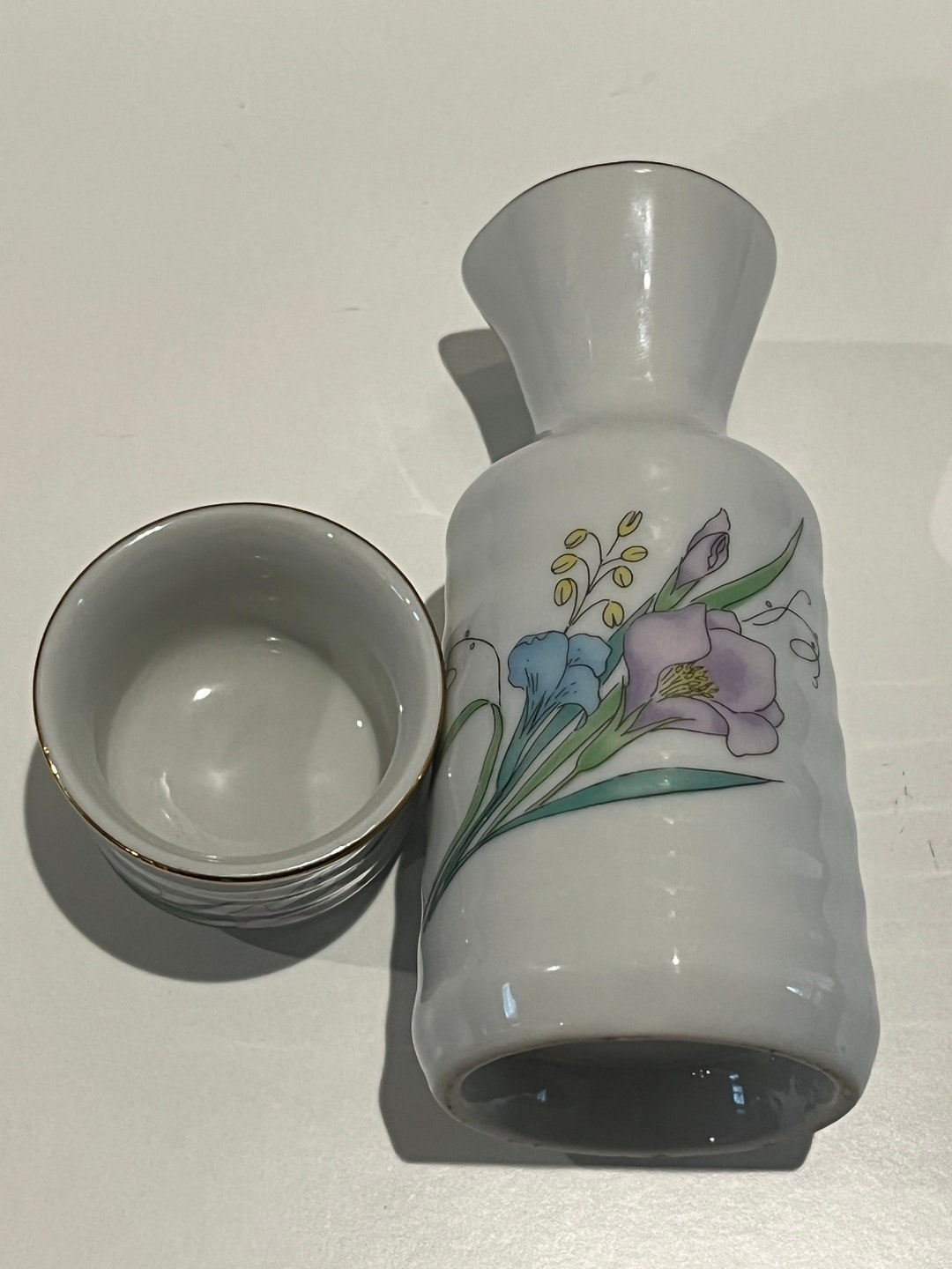 Vintage Japanese Sake Set Signed Midcentury Porcelain Sake Etsy