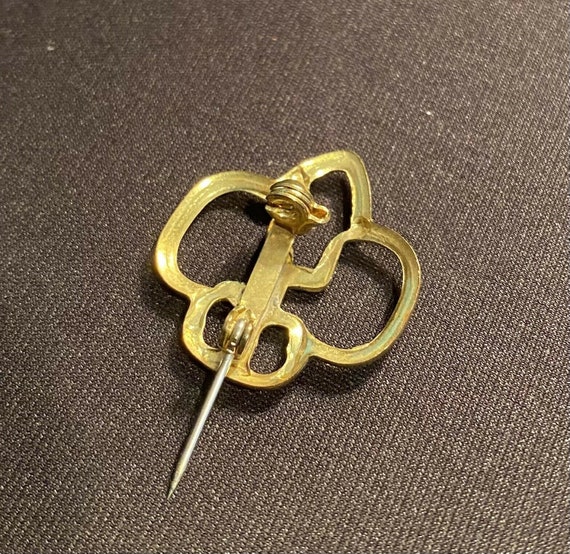 Vintage Girl Scouts Brownie Membership Pin Brass Tref… Gem