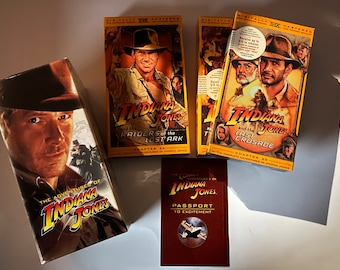 VHS Indiana Jones VHS Box Set Collector's Edition Trilogy Raiders of the Lost Ark Temple of Doom Last Crusade (1999) Harrison Ford VHS Tapes
