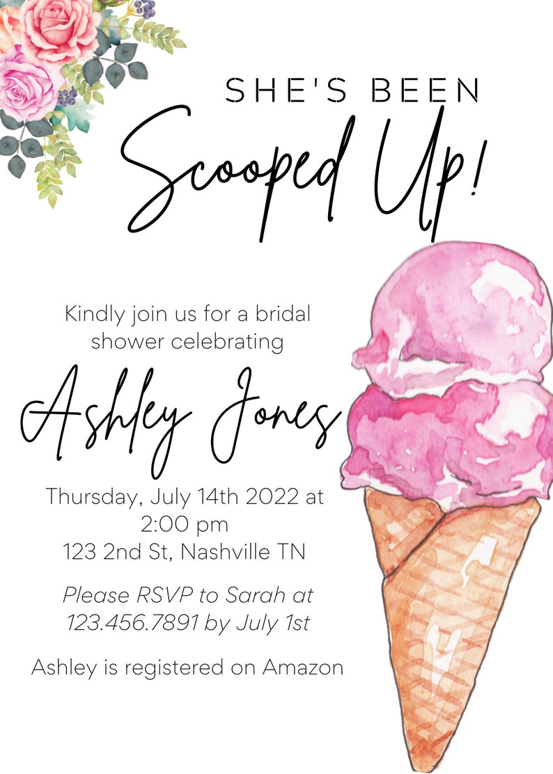 She's Been Scooped up Bridal Shower Invitation Etsy