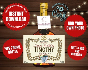 Digital cognac label | Editable Custom Cognac Label | Henny | Groomsman Gift | custom gift label | custom henessy label