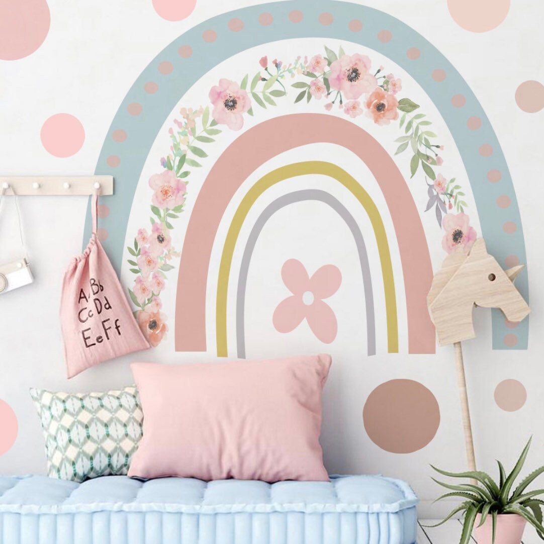 Rainbow Wall Stickers Wall Decor Bedroom and Playroom Etsy