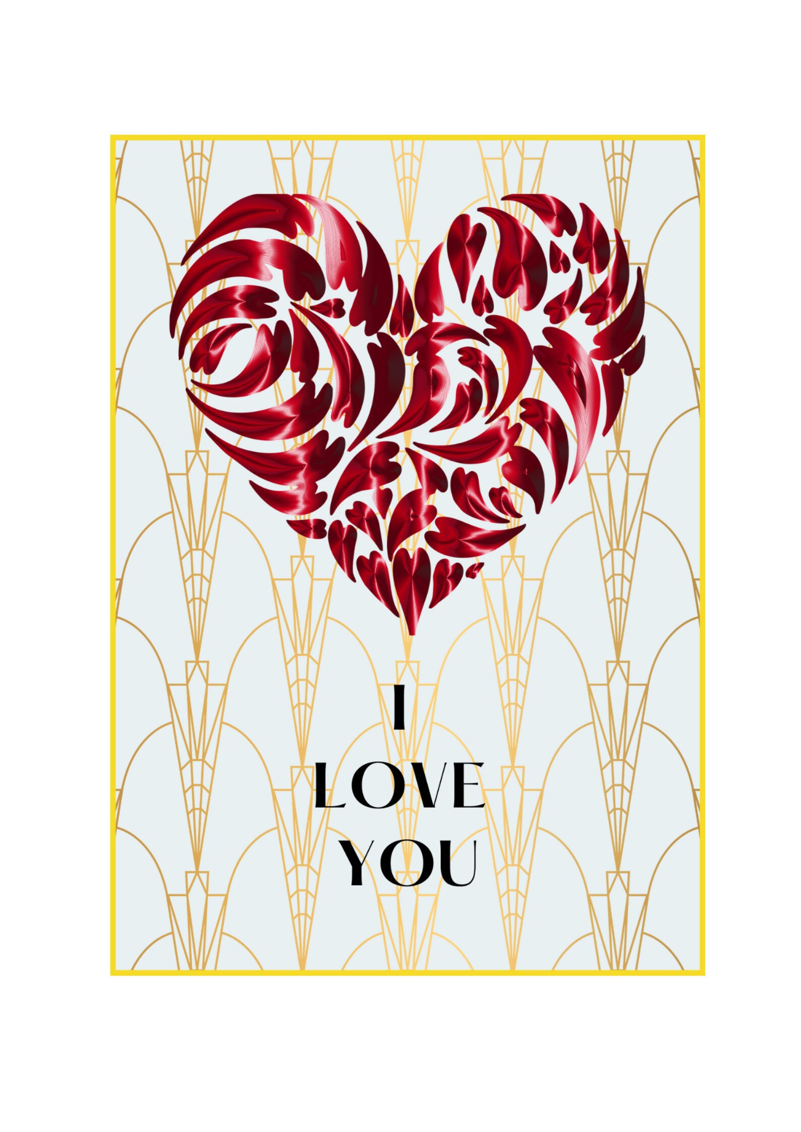 Art Deco 'I Love You' Heart A4 Valentine Imprimible Etsy