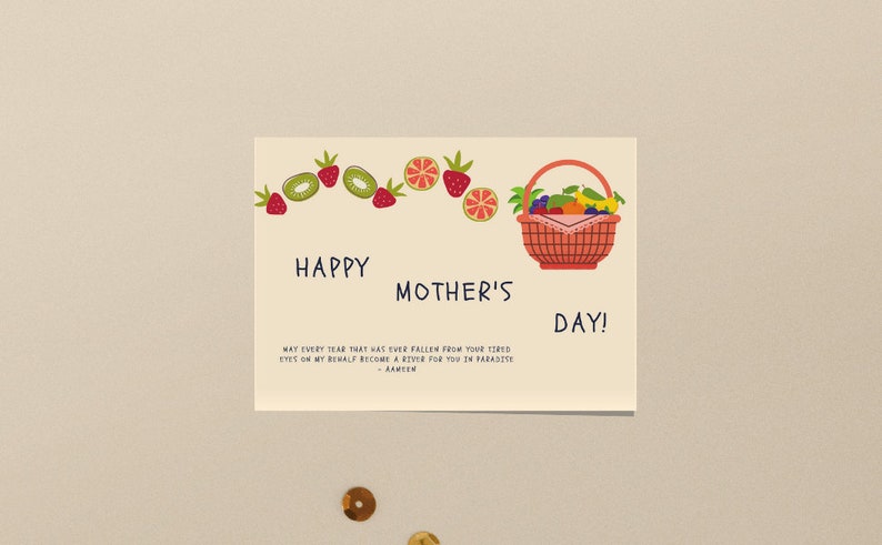 Beige Fruity Mother/'s Day Folding Card for a Muslim Mum-Last Minute Mother/'s Day Gift-Printable Card-Mothers Day Cards-Mothers Day-Gifts