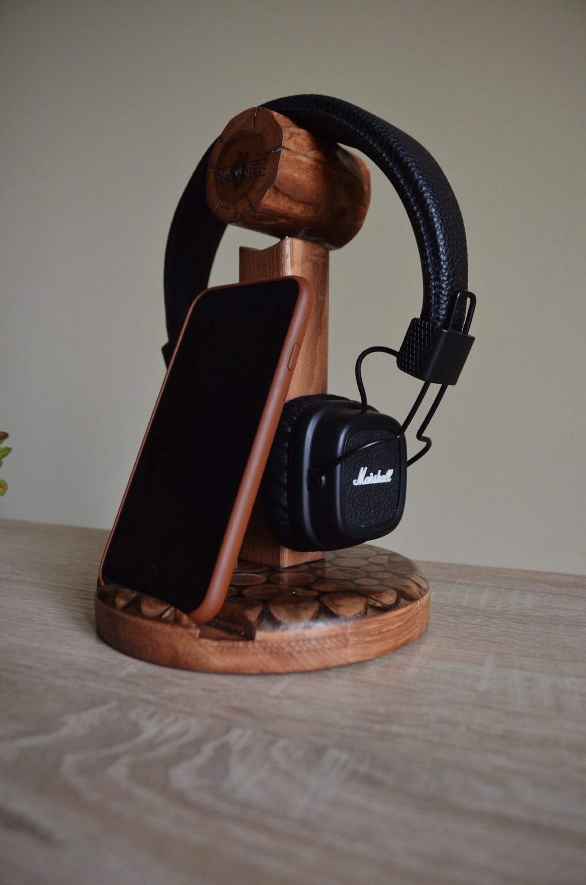 Wooden Headphone Station Headphone Organizer Headset Stand Etsy
