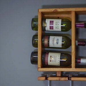 Wooden Wine Rack, Hanging Wine Shelf with Glass Holder zdjęcie 6