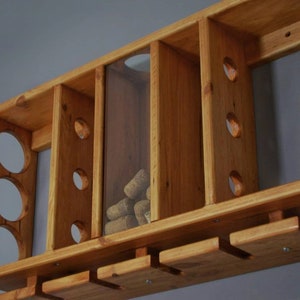 Wooden Wine Rack, Hanging Wine Shelf with Glass Holder zdjęcie 4