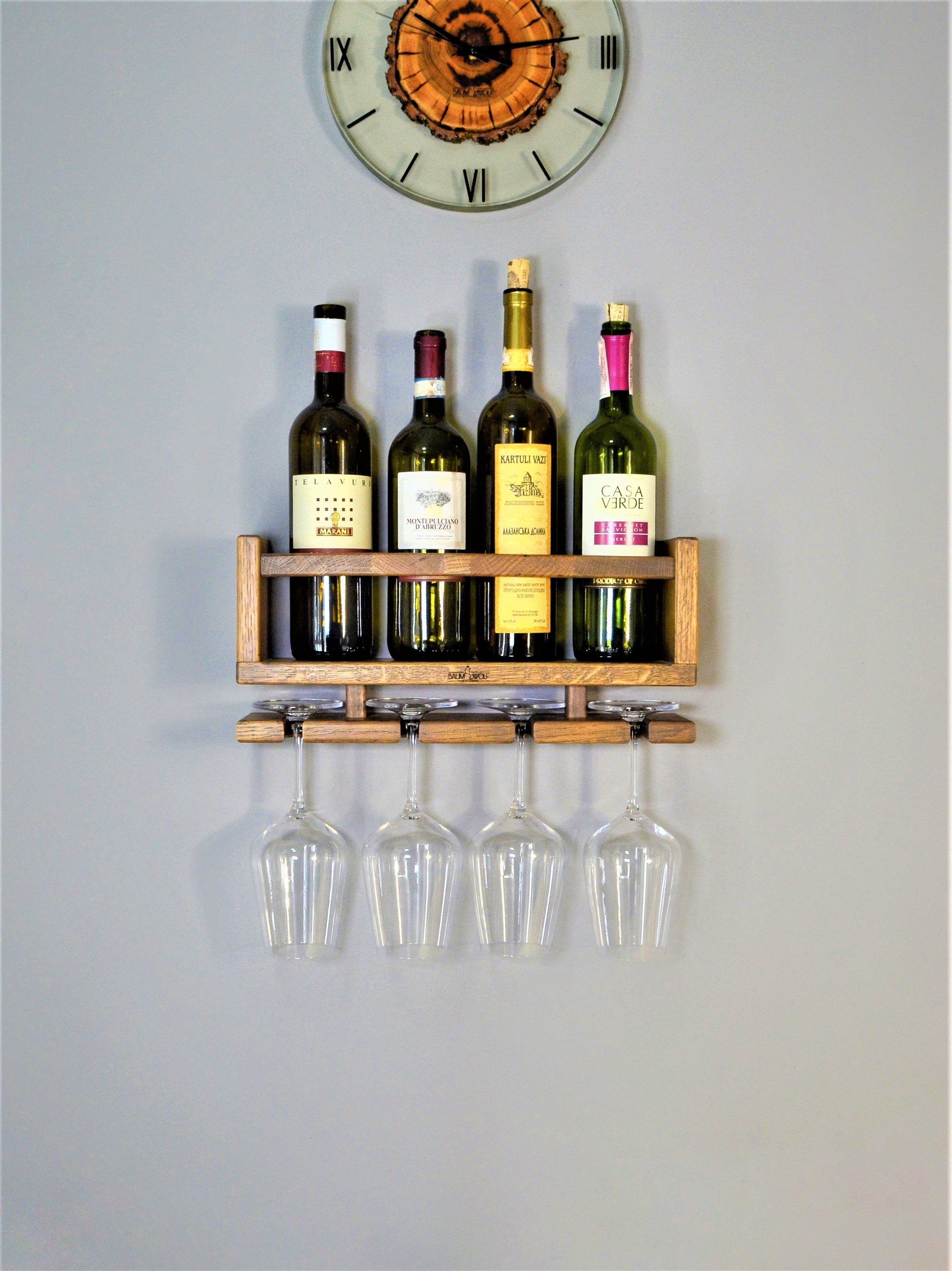 Mini botellero rústico estante de madera colgante con - Etsy España