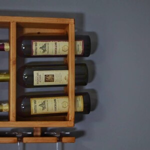 Wooden Wine Rack, Hanging Wine Shelf with Glass Holder zdjęcie 7