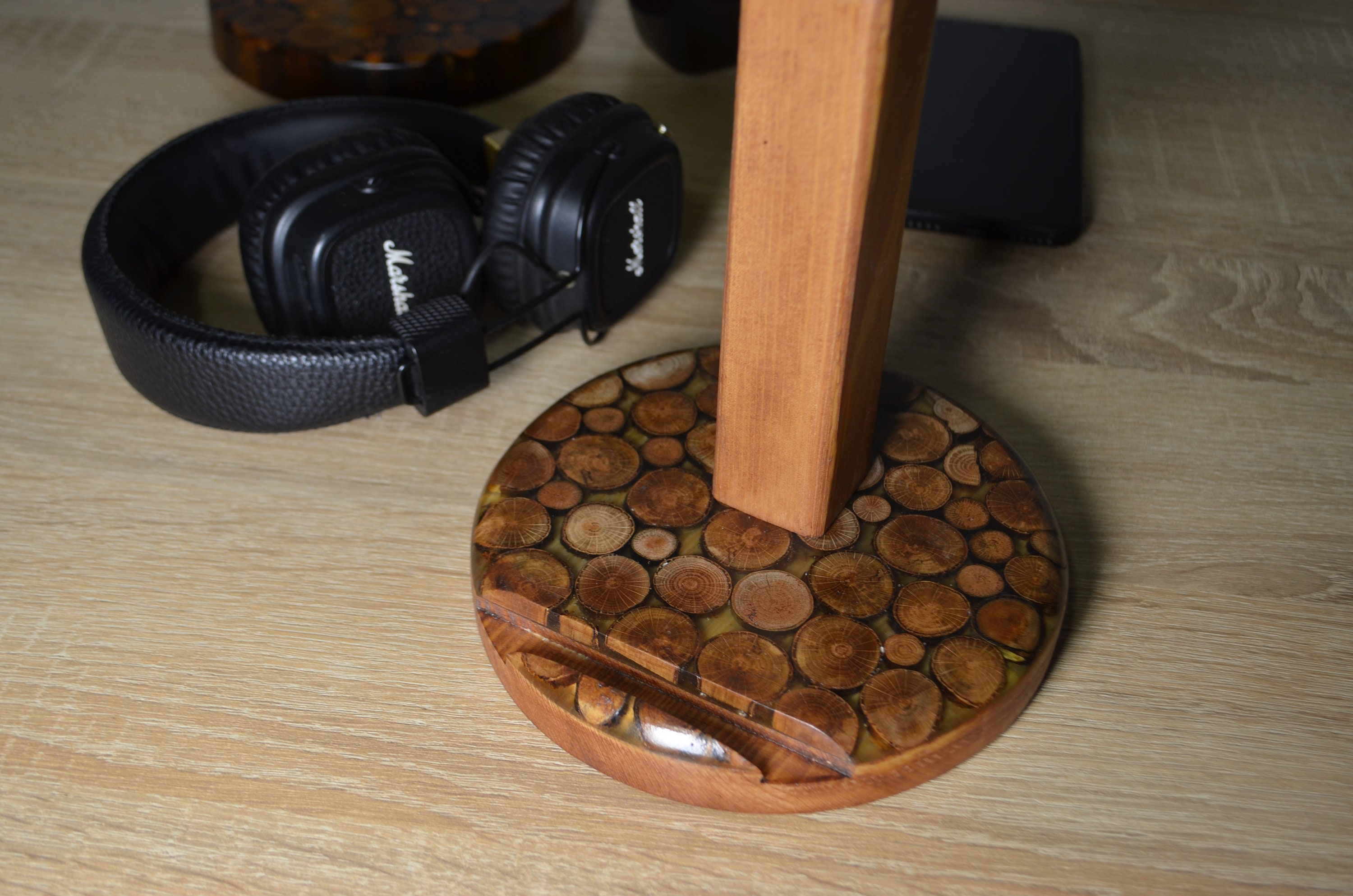Wooden Headphone Station Headphone Organizer Headset Stand Etsy