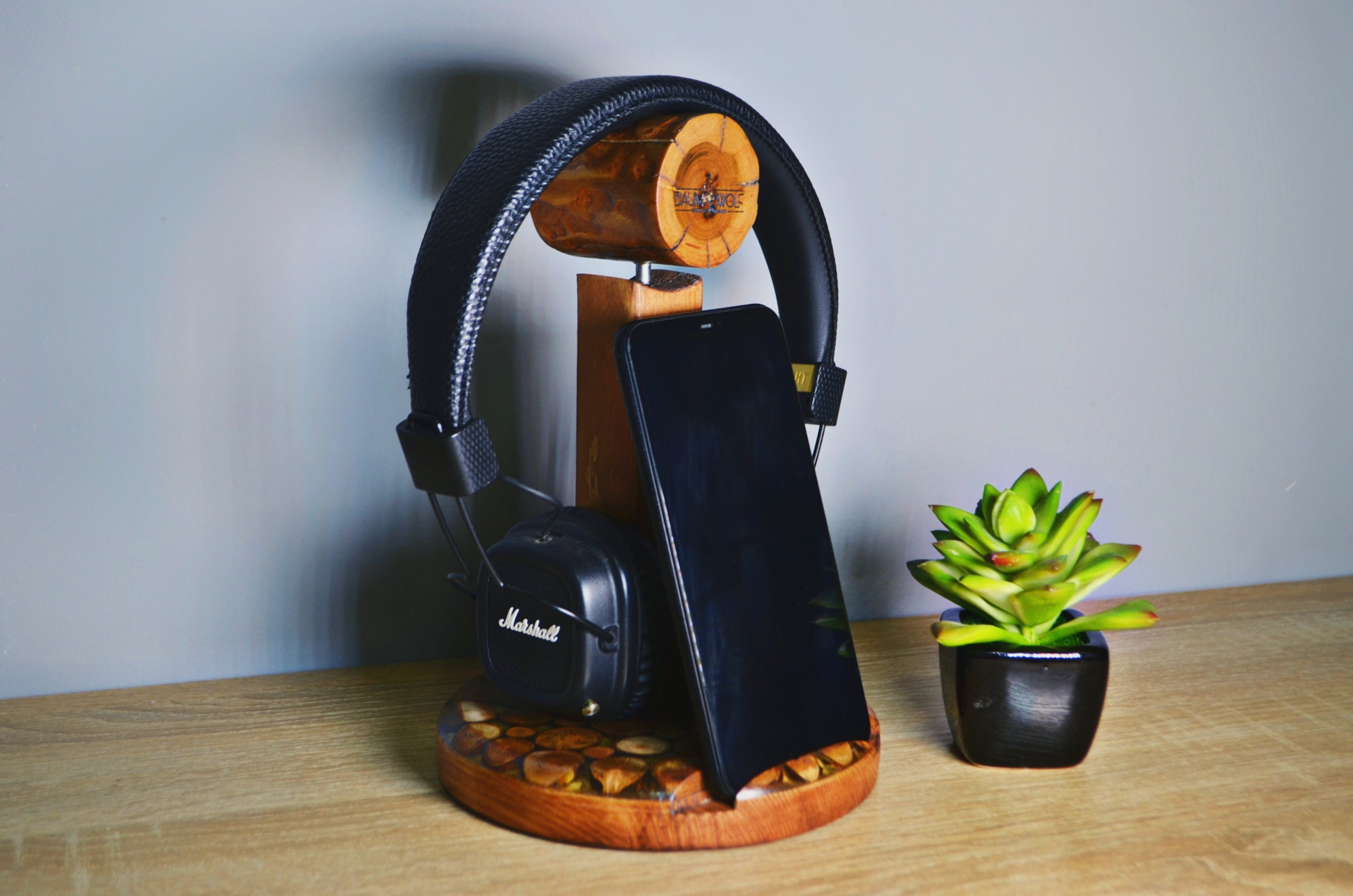 Wooden Headphone Station Headphone Organizer Headset Stand Etsy