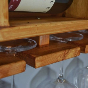 Wooden Wine Rack, Hanging Wine Shelf with Glass Holder zdjęcie 5