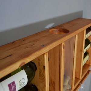 Wooden Wine Rack, Hanging Wine Shelf with Glass Holder zdjęcie 3