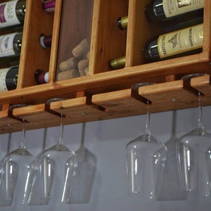 Wooden Wine Rack, Hanging Wine Shelf with Glass Holder zdjęcie 2